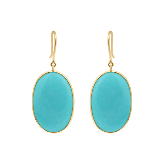 18k Gold Natural Turquoise Handmade Drop Earring