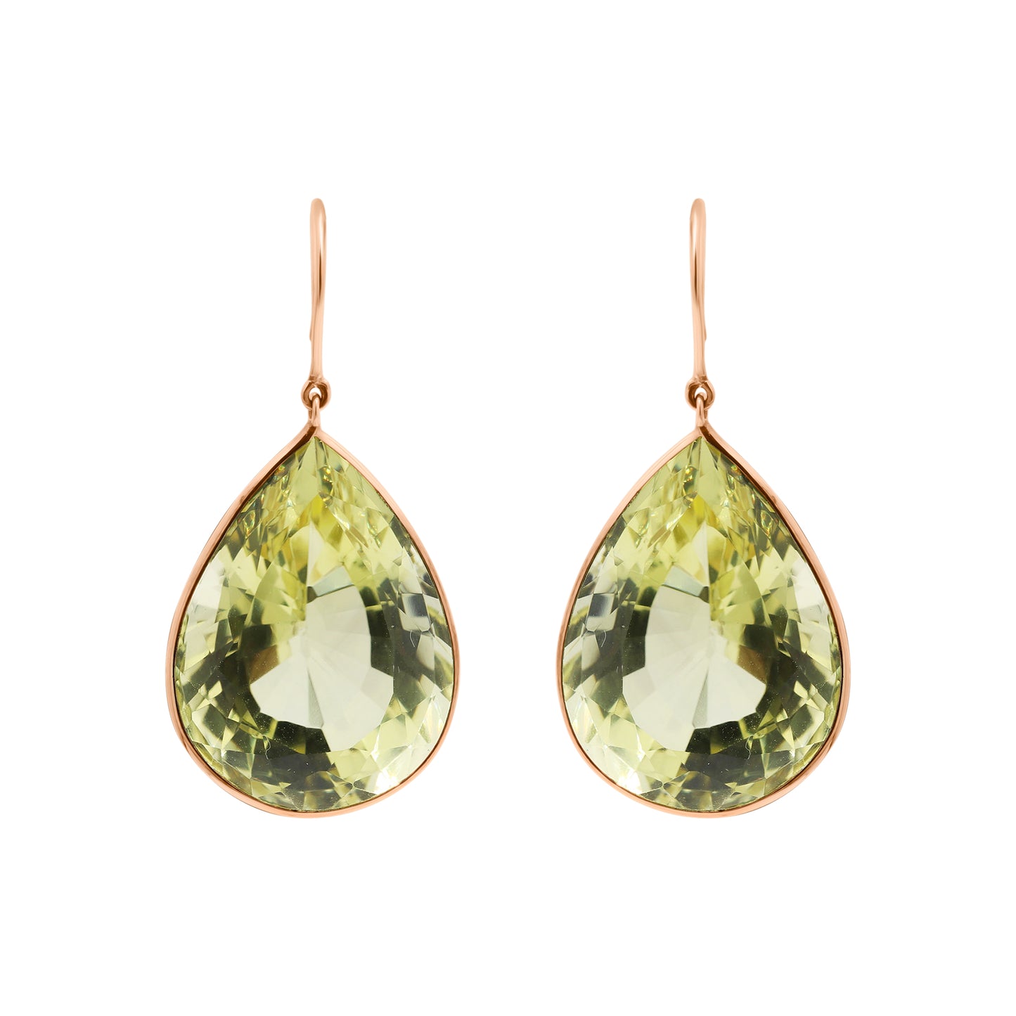 Natural Peridot Gemstone Drop Dangle Earring In 14k Yellow Gold
