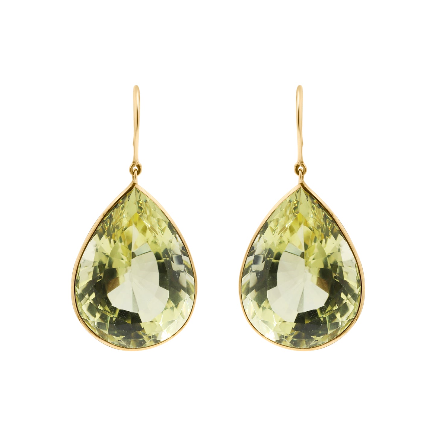 Natural Peridot Gemstone Drop Dangle Earring In 14k Yellow Gold