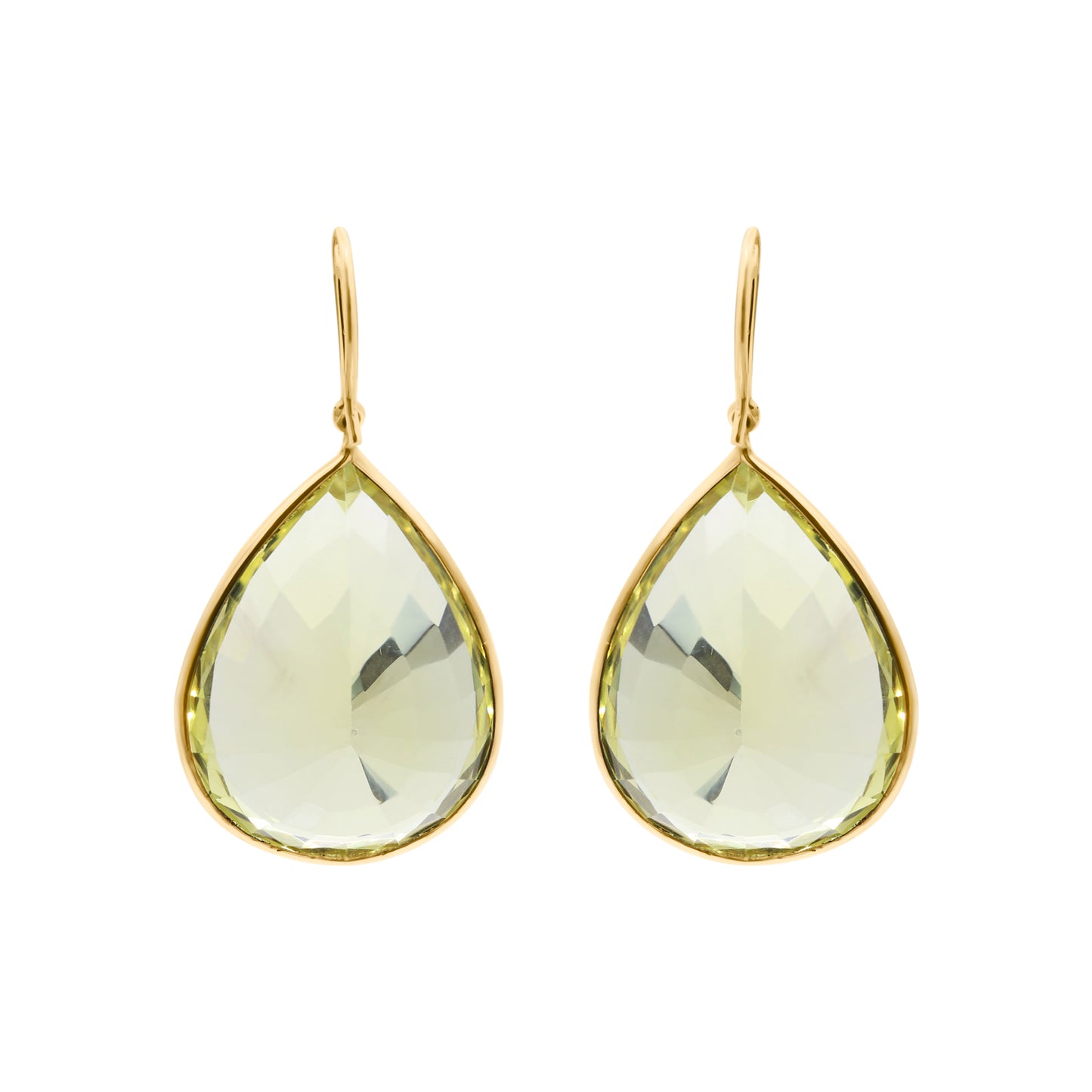 Natural Peridot Gemstone Drop Dangle Earring In 14k Yellow Gold