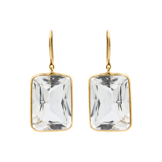 Beautiful Crystal Drop Dangle Earring In 14k Yellow Gold