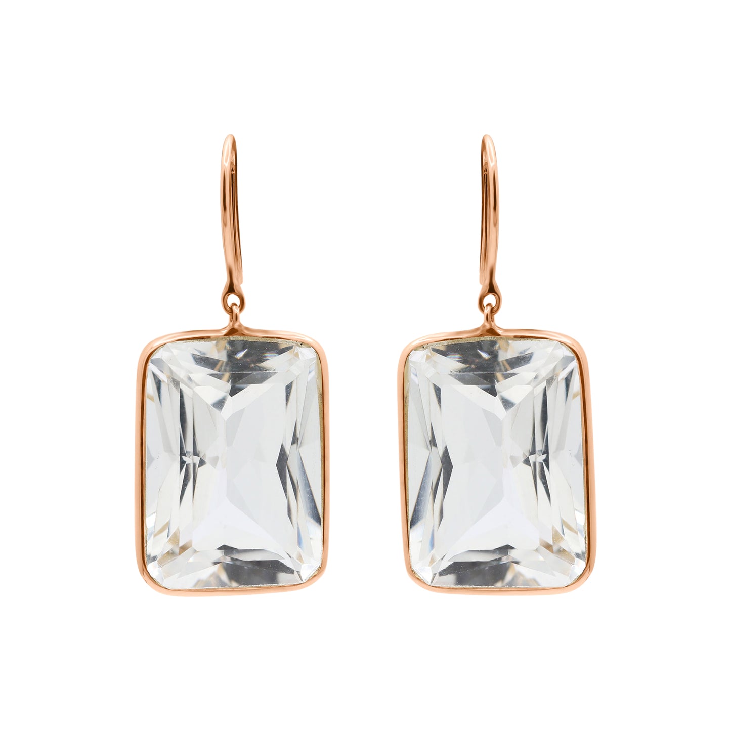 Beautiful Crystal Drop Dangle Earring In 14k Yellow Gold
