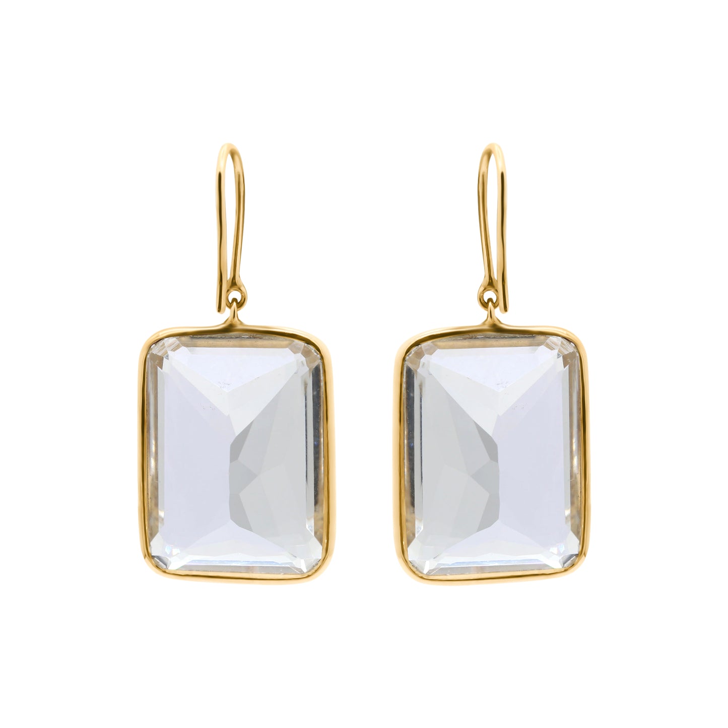 Beautiful Crystal Drop Dangle Earring In 14k Yellow Gold