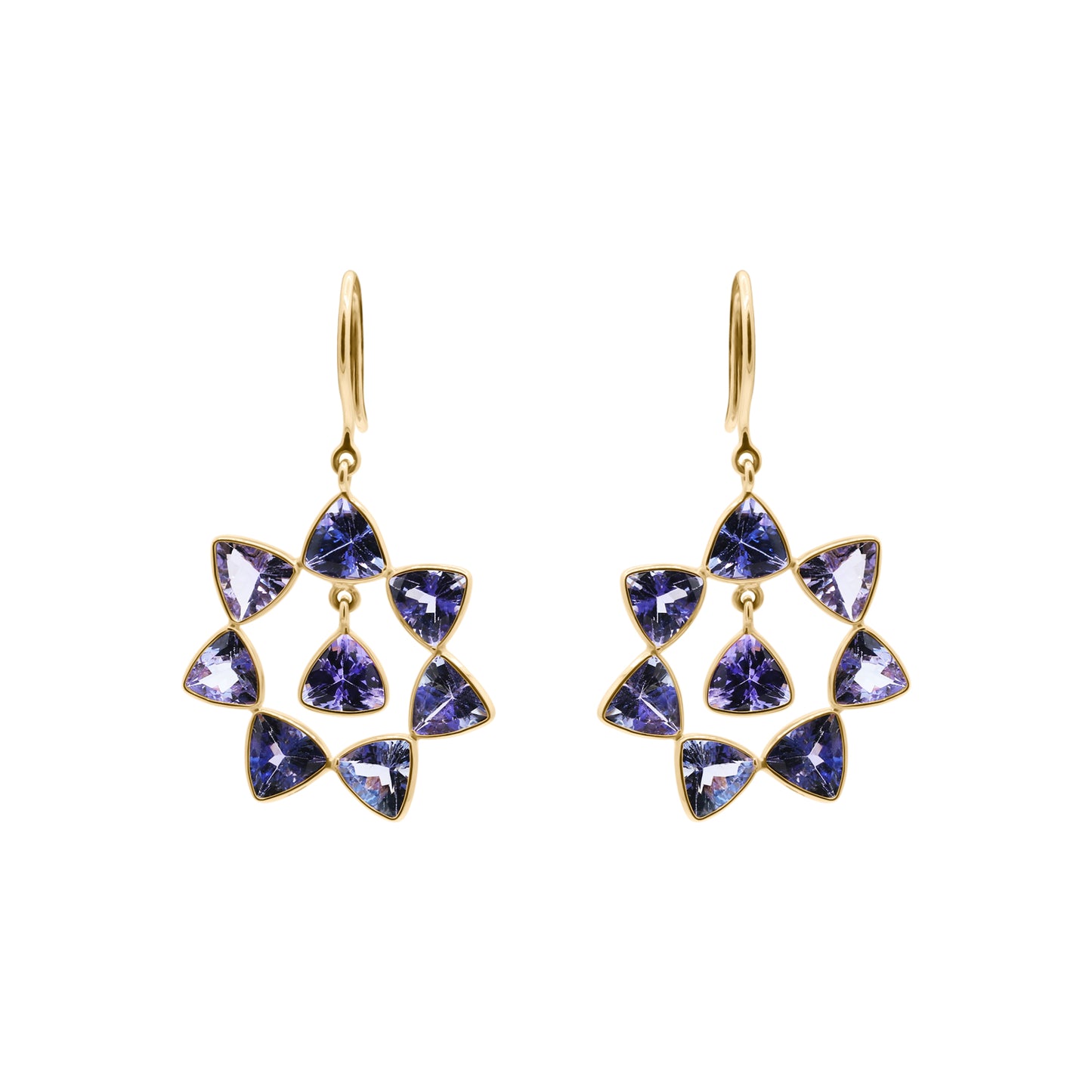 14k Gold Natural Tanzanite Gemstone Drop Dangle Designer Earrings