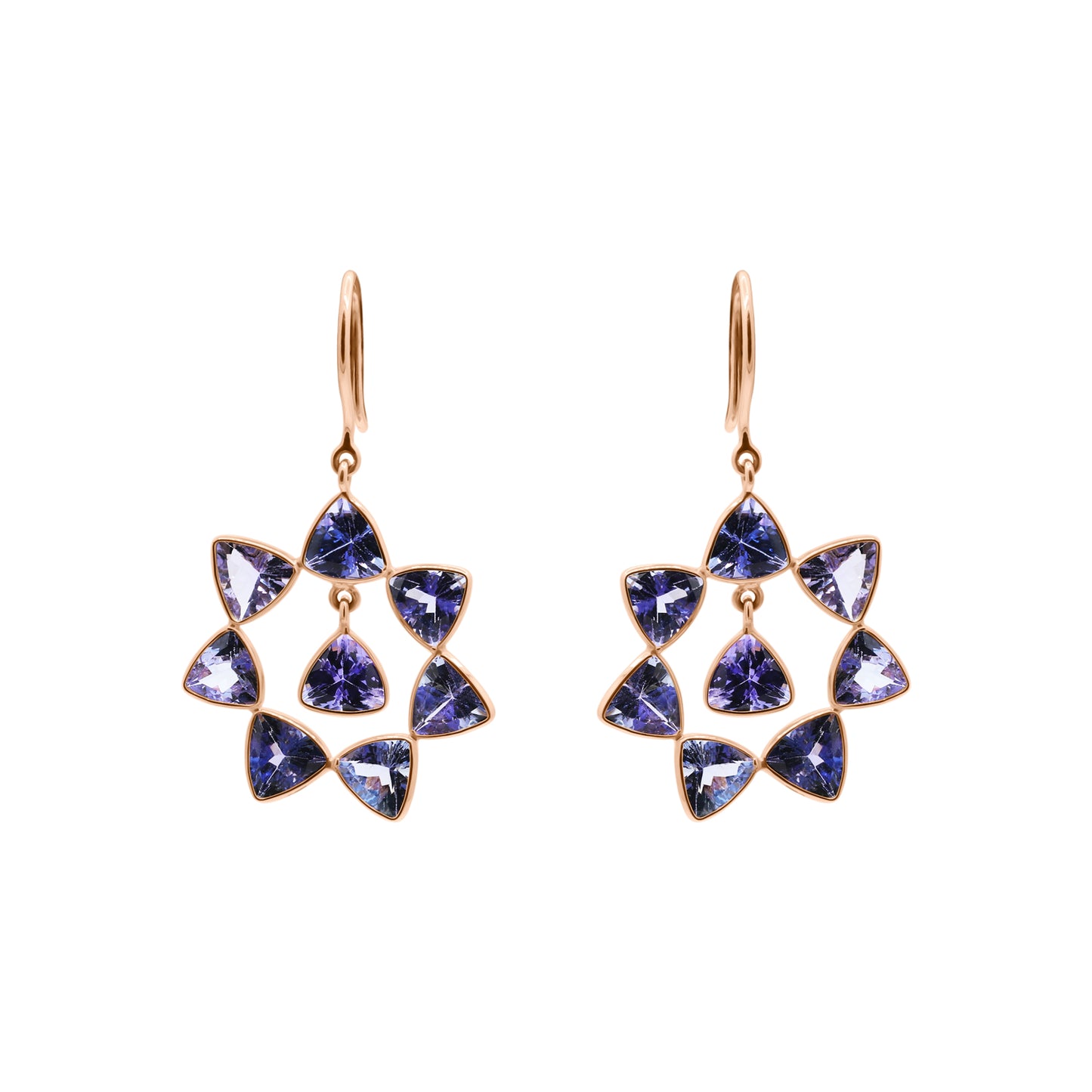 14k Gold Natural Tanzanite Gemstone Drop Dangle Designer Earrings