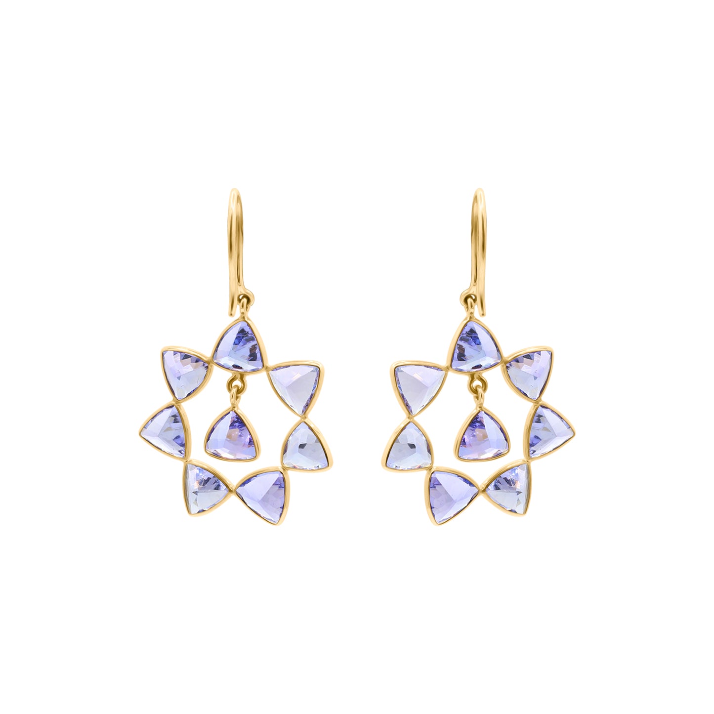 14k Gold Natural Tanzanite Gemstone Drop Dangle Designer Earrings