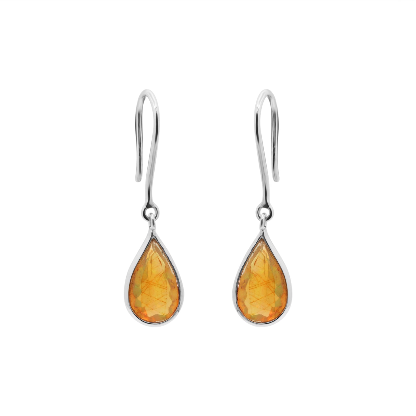 Handmade Pear Shaped Natural Opal Gemstone Earrings In 18k Gold