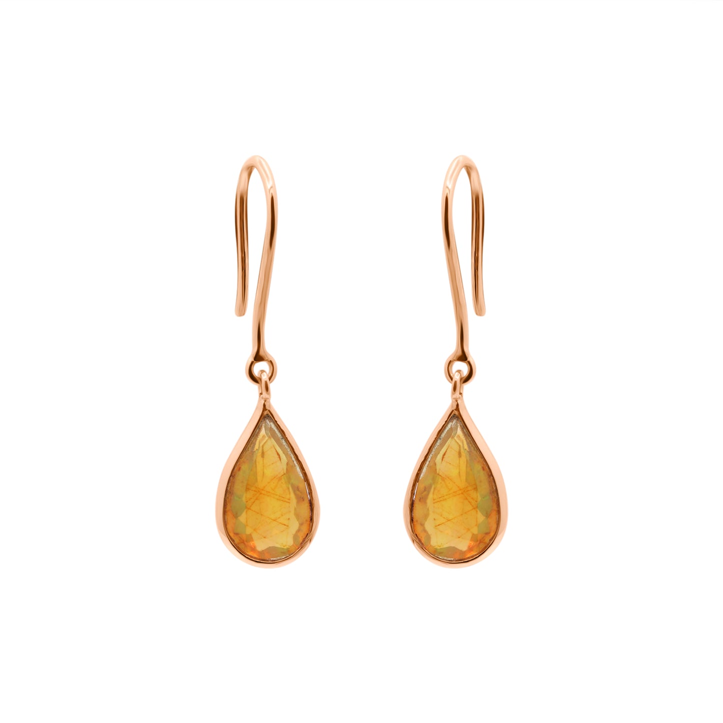 Handmade Pear Shaped Natural Opal Gemstone Earrings In 18k Gold
