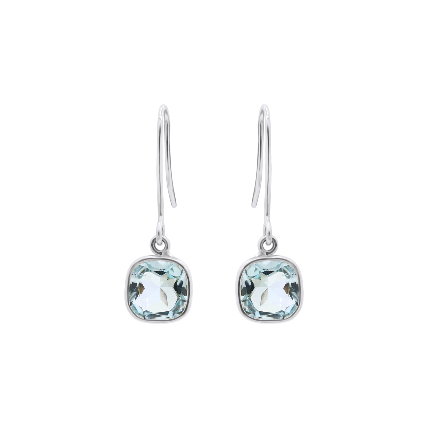 14k Yellow Gold Natural Blue Topaz Gemstone Drop Earrings