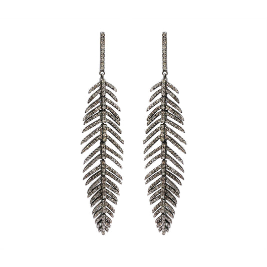 Leaf Diamond Earrings 925 Sterling Silver Drop Dangle Earrings