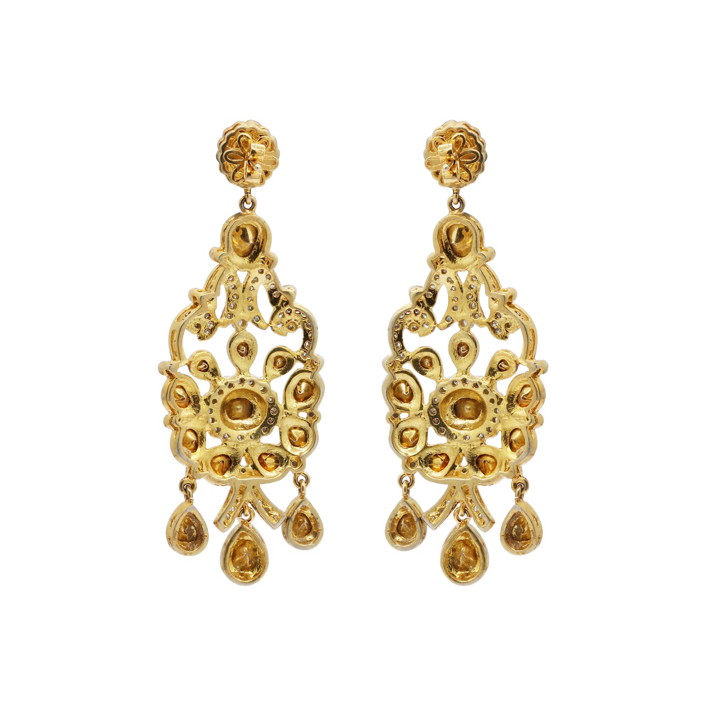 Designer Polki Diamond 925 Sterling Silver Gold Plated Dangle Earring