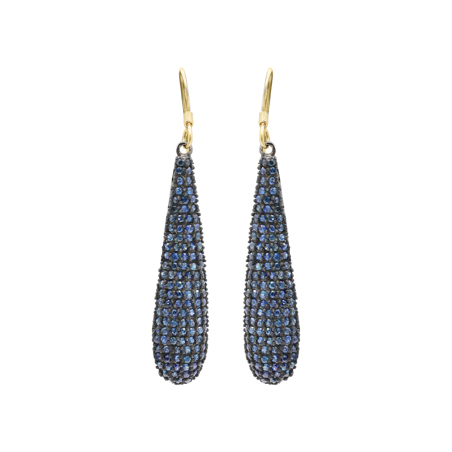 925 Sterling Silver Natural Blue Sapphire Gemstone Drop Earrings