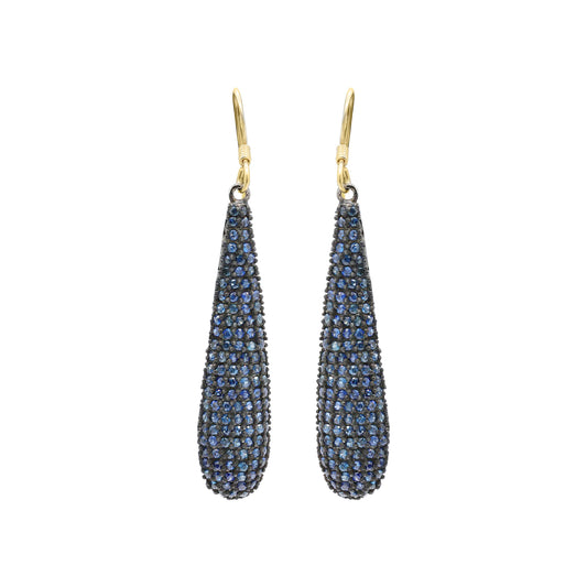 925 Sterling Silver Natural Blue Sapphire Gemstone Drop Earrings