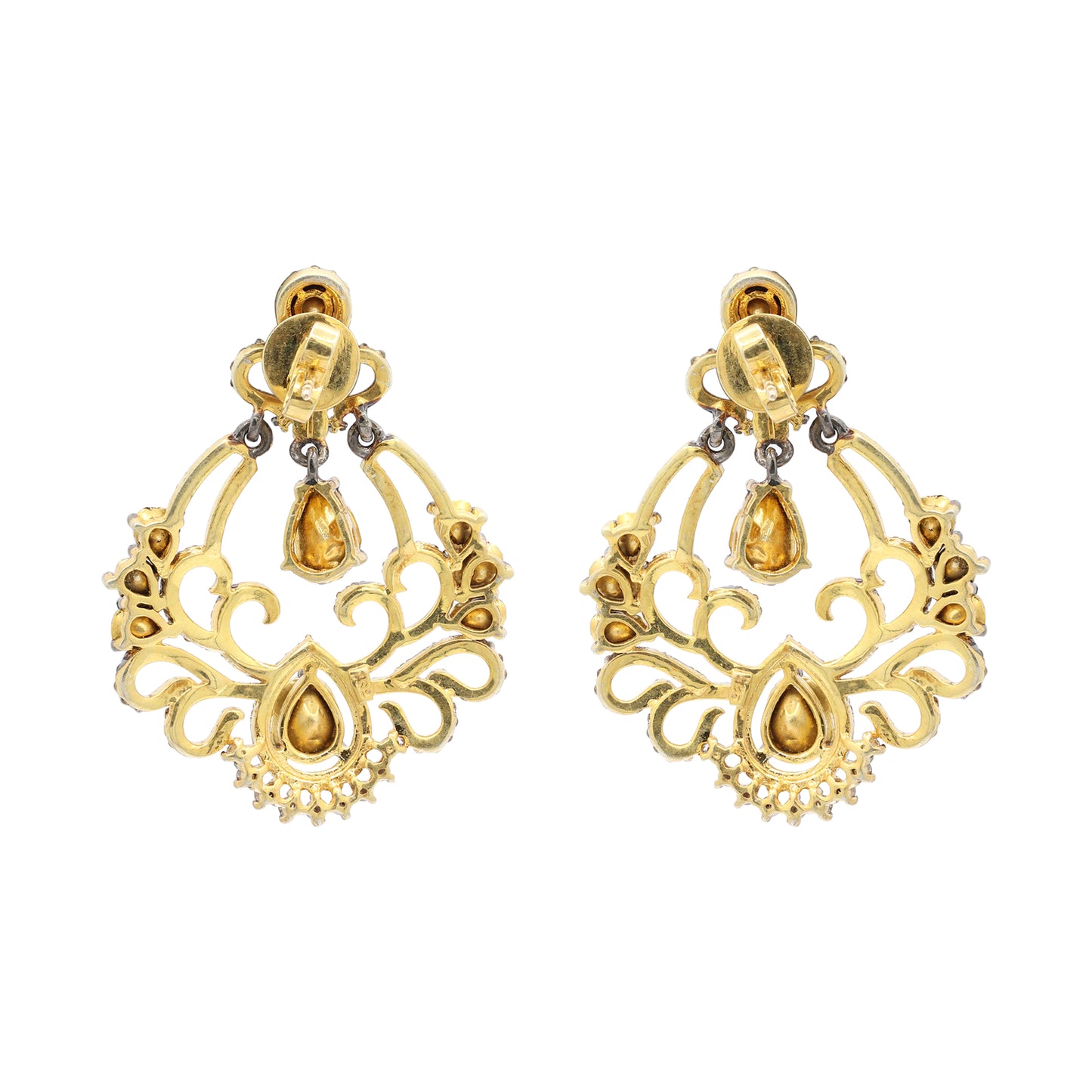 Beautiful Polki Diamond 925 Sterling Silver Gold Plated Drop Earrings