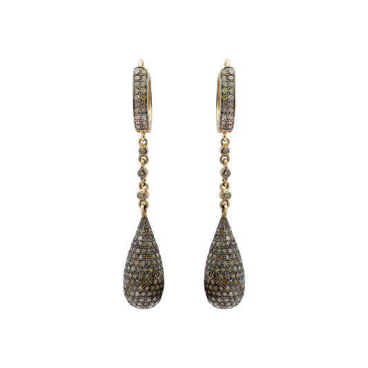 Diamond 925 Sterling Silver Gold Plated Drop Earrings