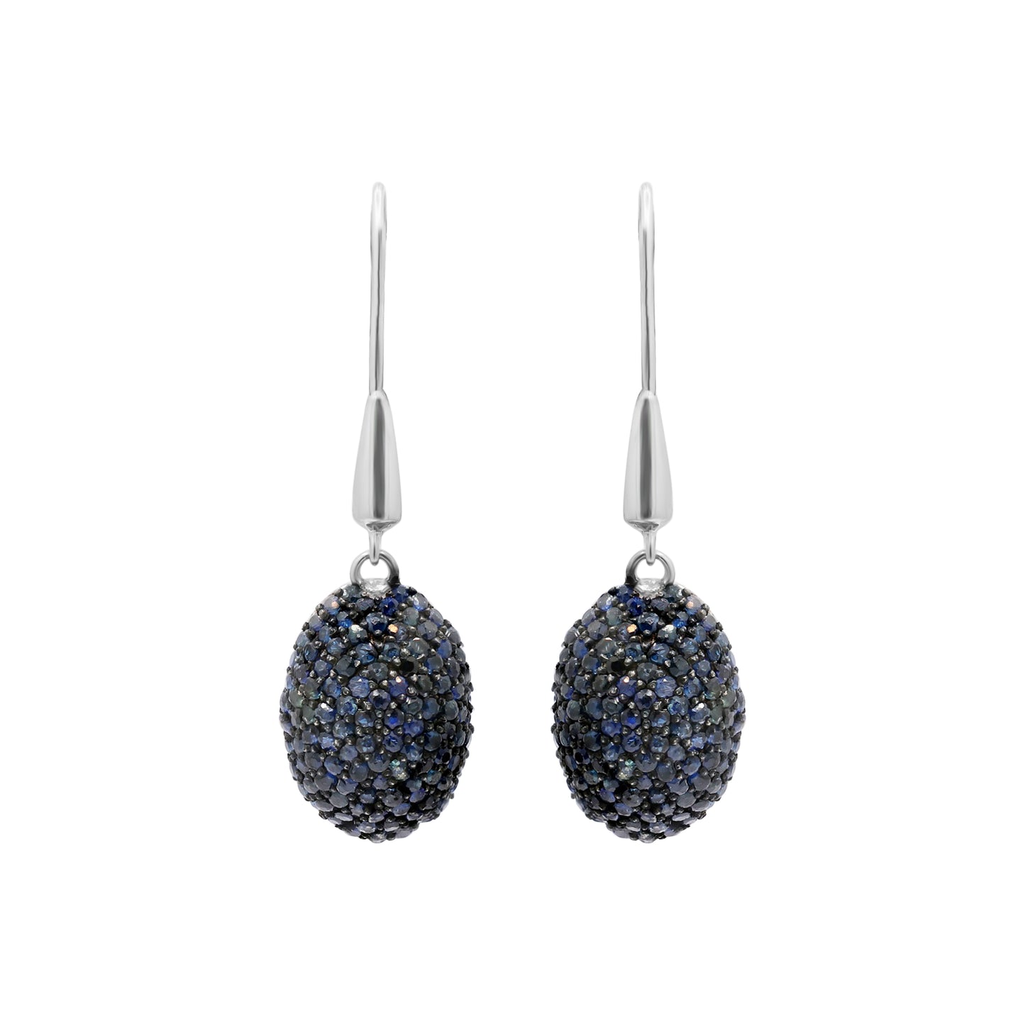 925 Sterling Silver Natural Blue Sapphire Gemstone Dangle Earrings