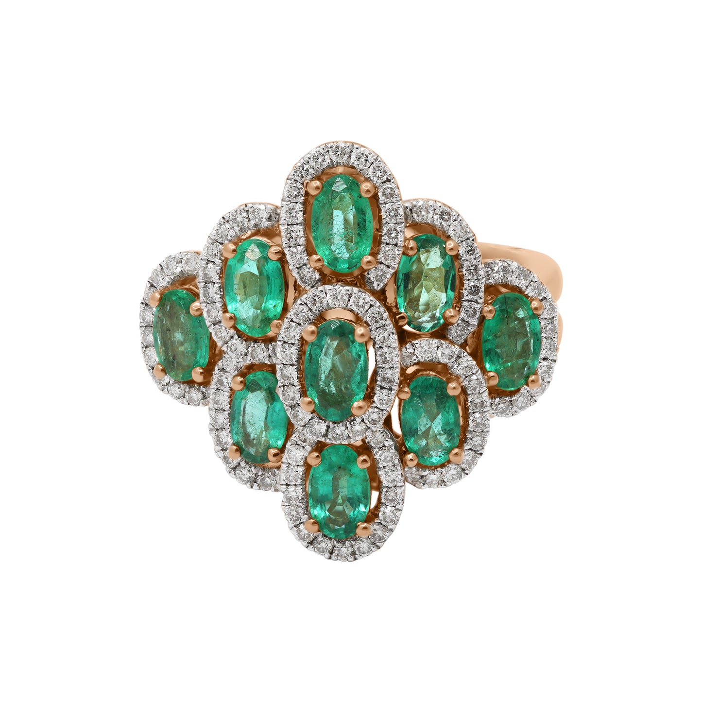 Precious Emerald And Diamond Designer Gold Ring In 14k Yellow Gold