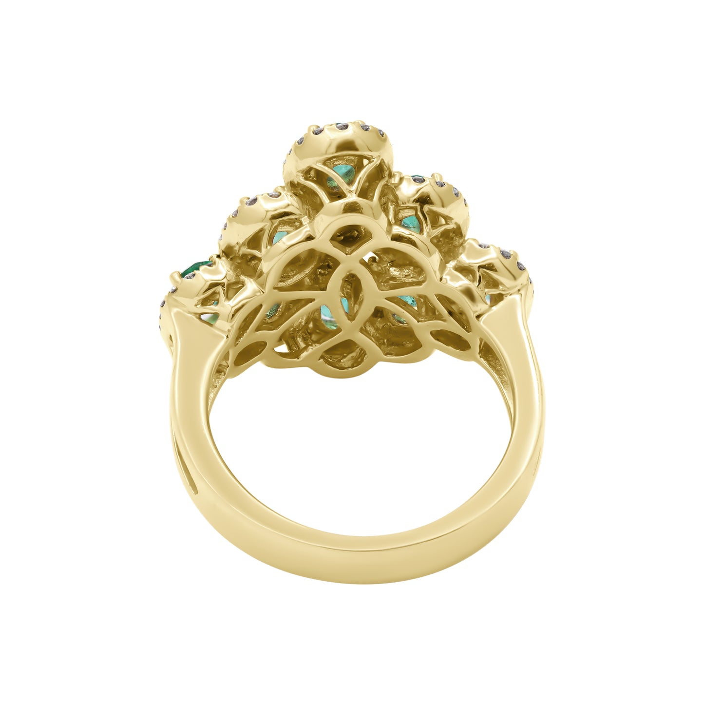 Precious Emerald And Diamond Designer Gold Ring In 14k Yellow Gold