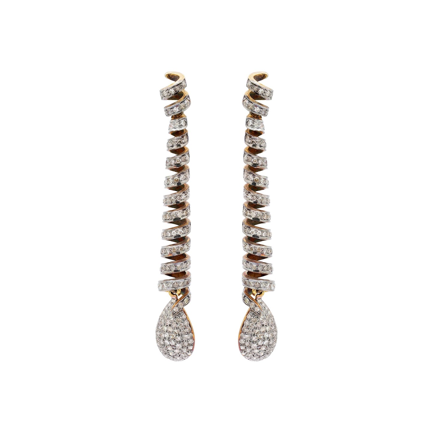 Diamond 925 Sterling Silver Gold Plated Drop Dangle Earring