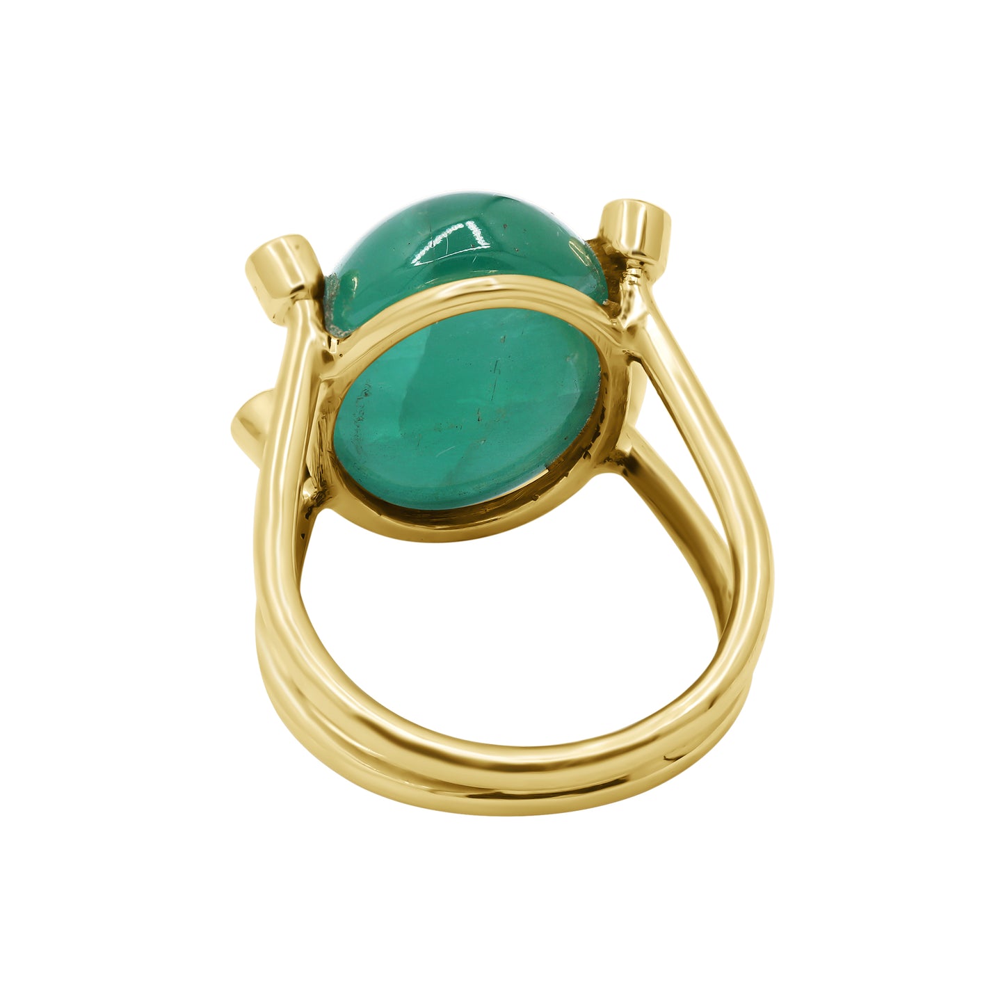 Natural Emerald And Diamond Gold Ring In 14k Yellow Gold