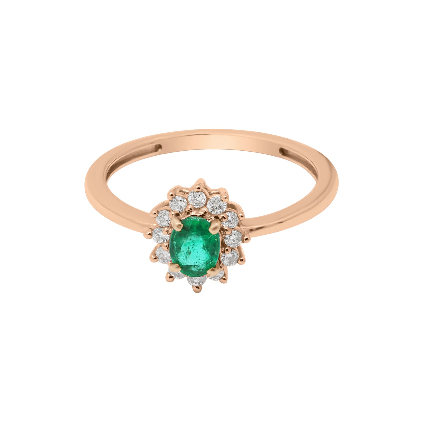 18k Yellow Gold Natural Emerald And Diamond Gold Ring