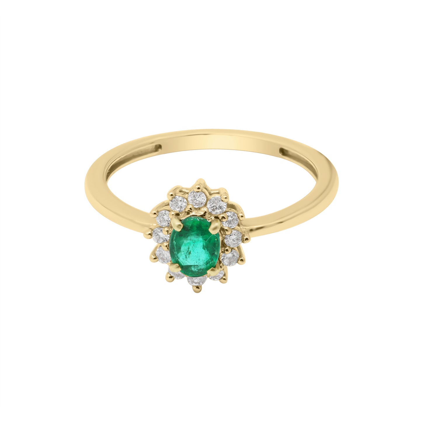 18k Yellow Gold Natural Emerald And Diamond Gold Ring