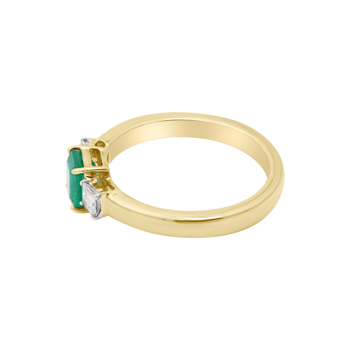 Square Natural Emerald With Diamond Ring In 18k Gold