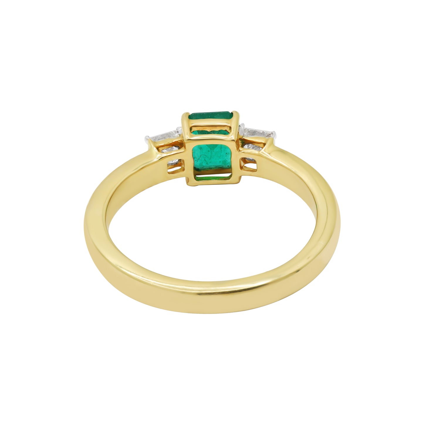 Square Natural Emerald With Diamond Ring In 18k Gold