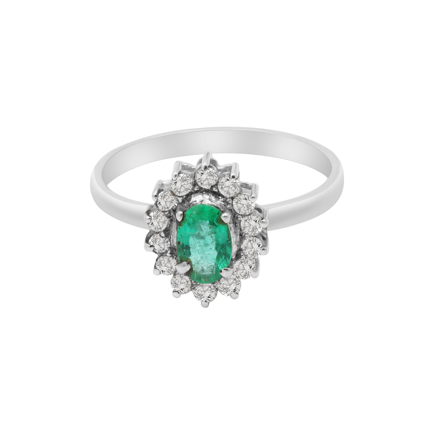 18k Yellow Gold Natural Emerald And Diamond White Gold Ring