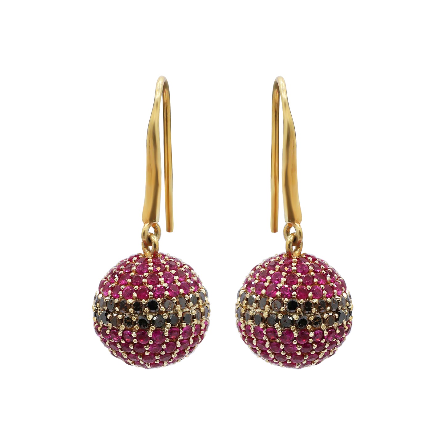 Natural Ruby And Black Diamond 925 Sterling Silver Drop Dangle Earring