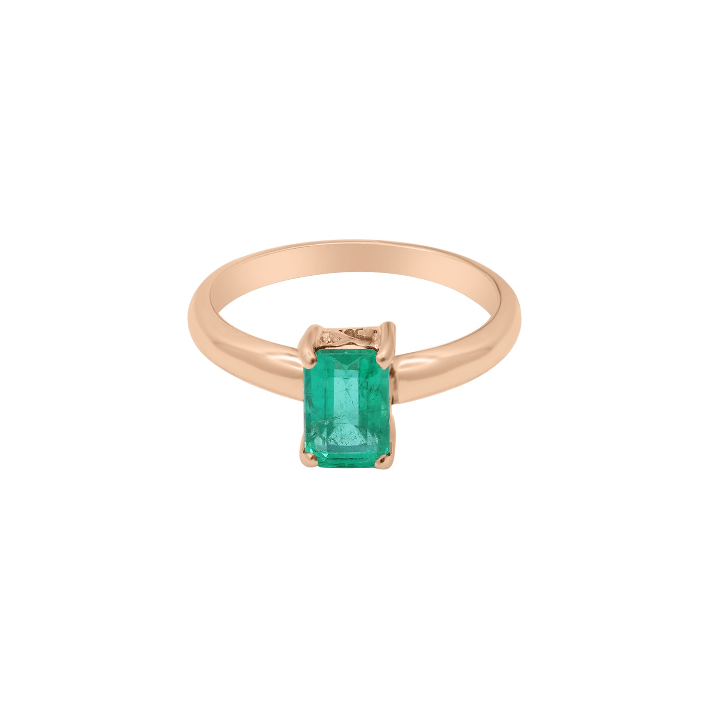 Precious Emerald Gemstone White Gold Ring In 14k White Gold
