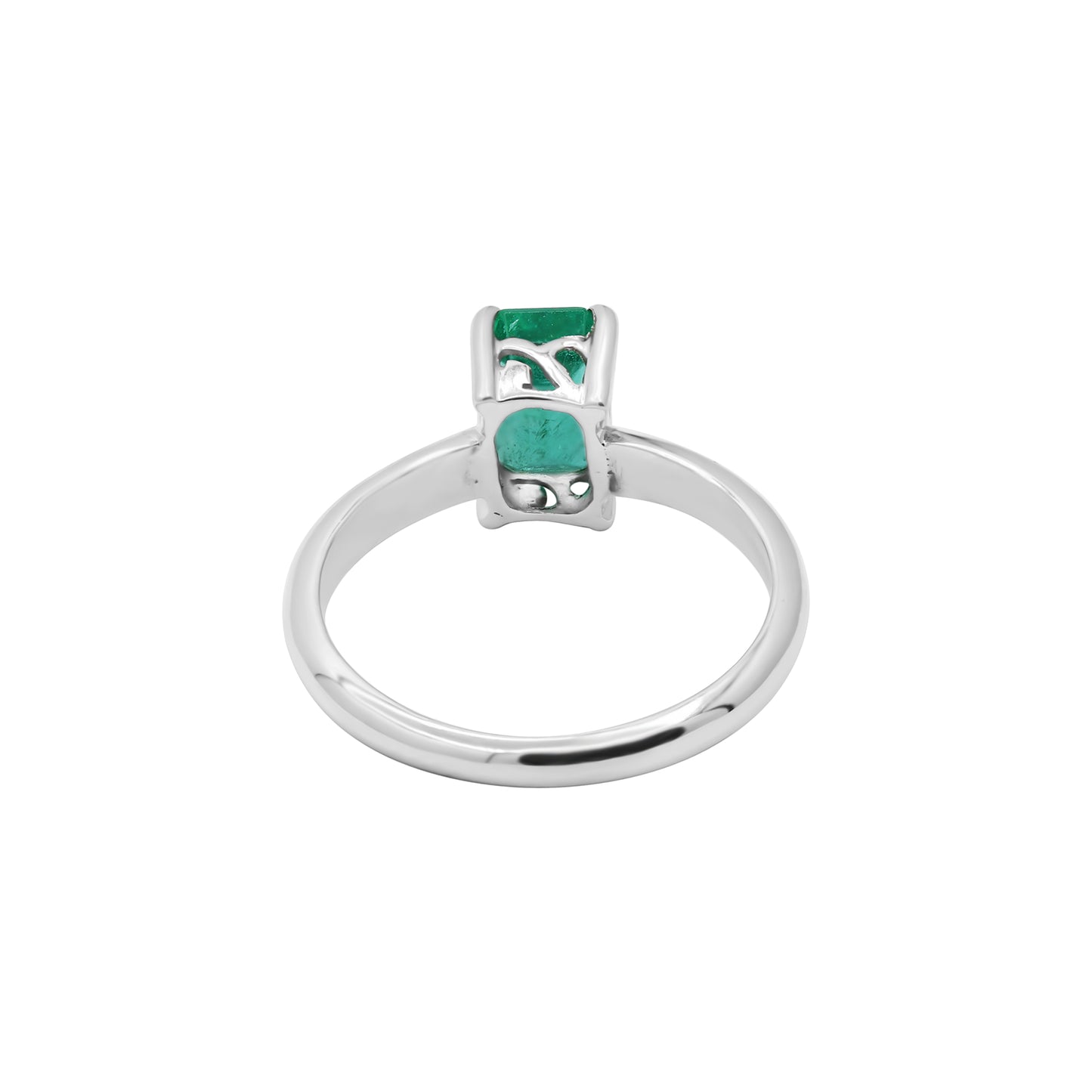 Precious Emerald Gemstone White Gold Ring In 14k White Gold