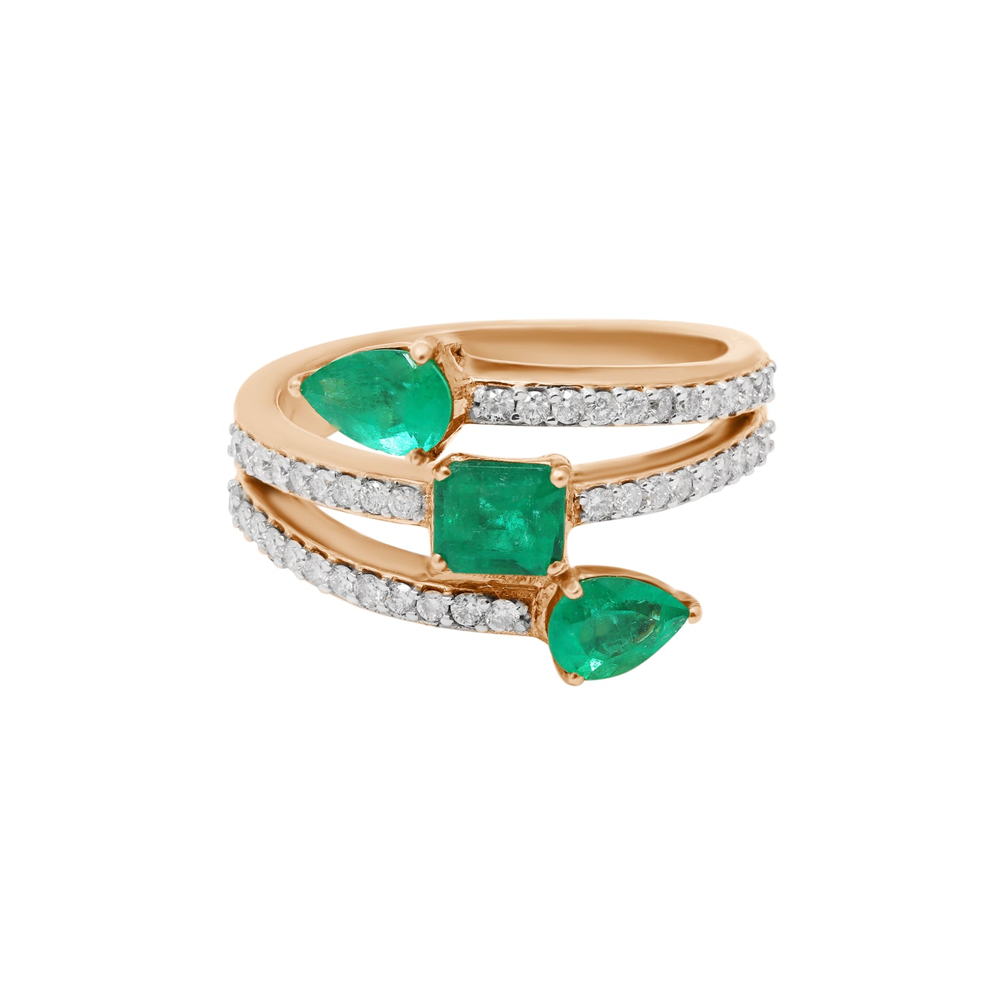 Designer Precious Emerald And Diamond Gold Ring In 18k Yellow Gold