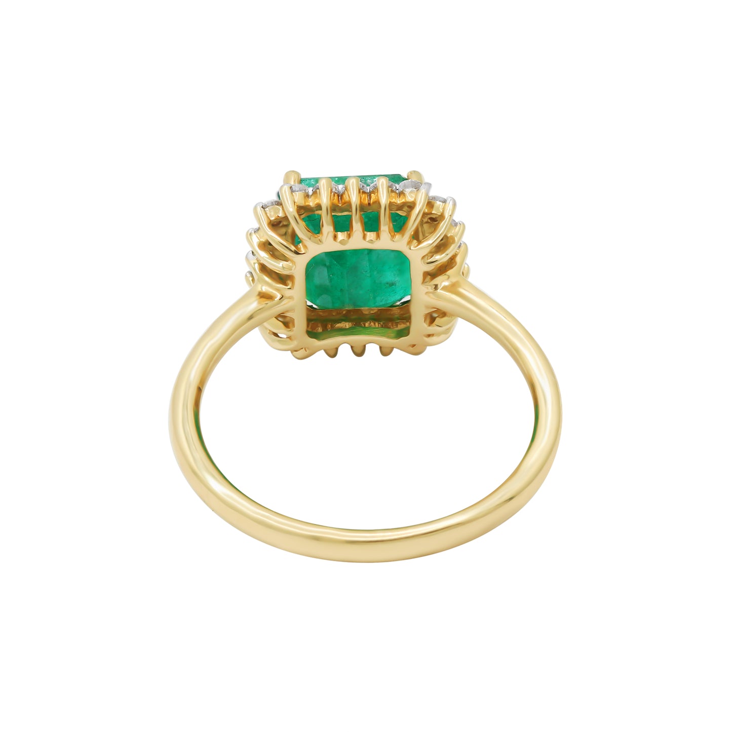 Precious Emerald Gemstone With Diamond Yellow Gold Ring In 14k Gold