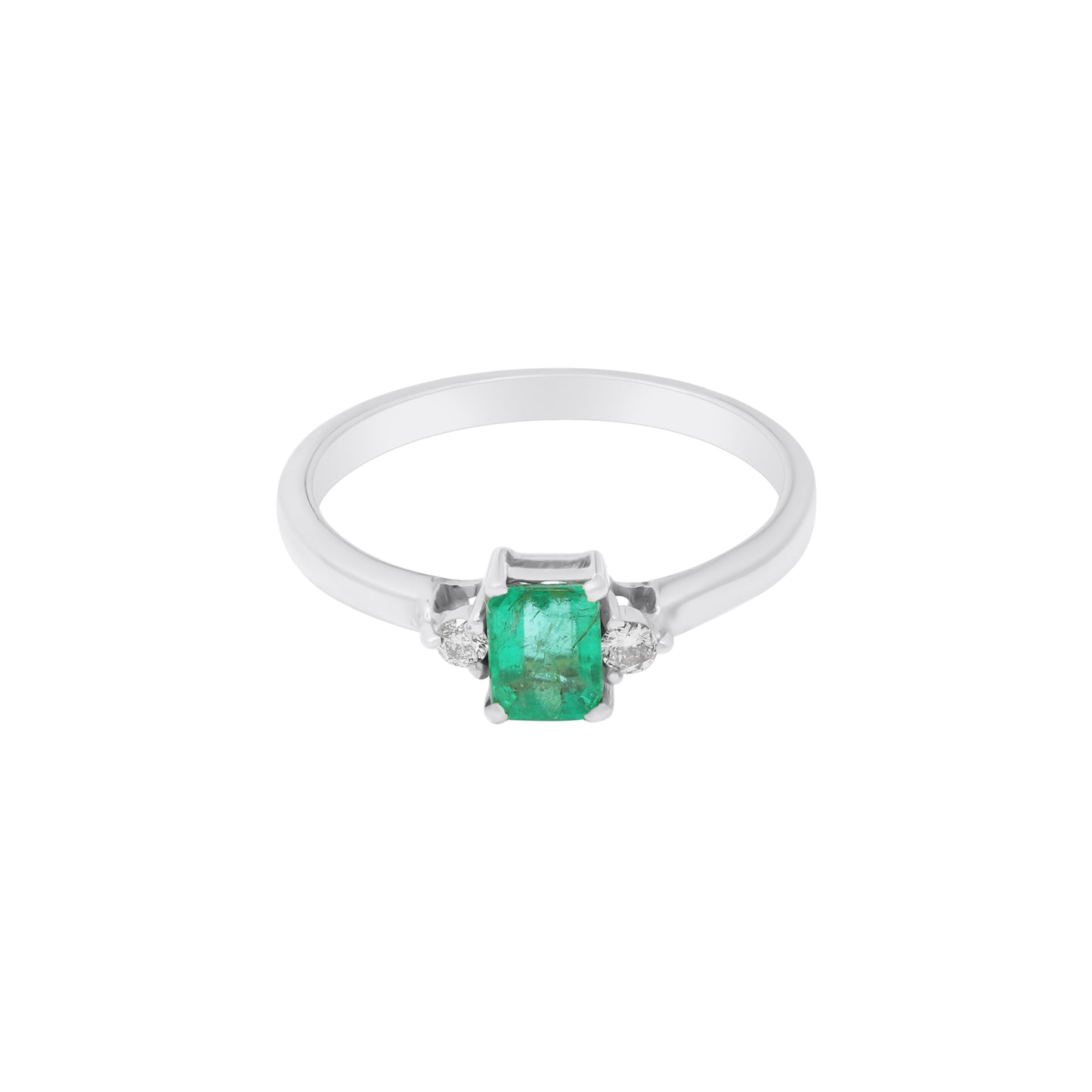 Natural Emerald And Diamond 18k Yellow Gold Ring