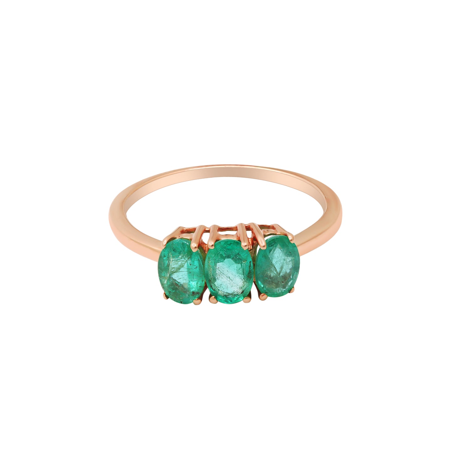 Natural Oval Emerald Yellow Gold Ring In 14k Yellow Gold
