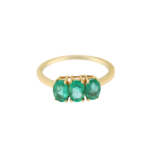 Natural Oval Emerald Yellow Gold Ring In 14k Yellow Gold