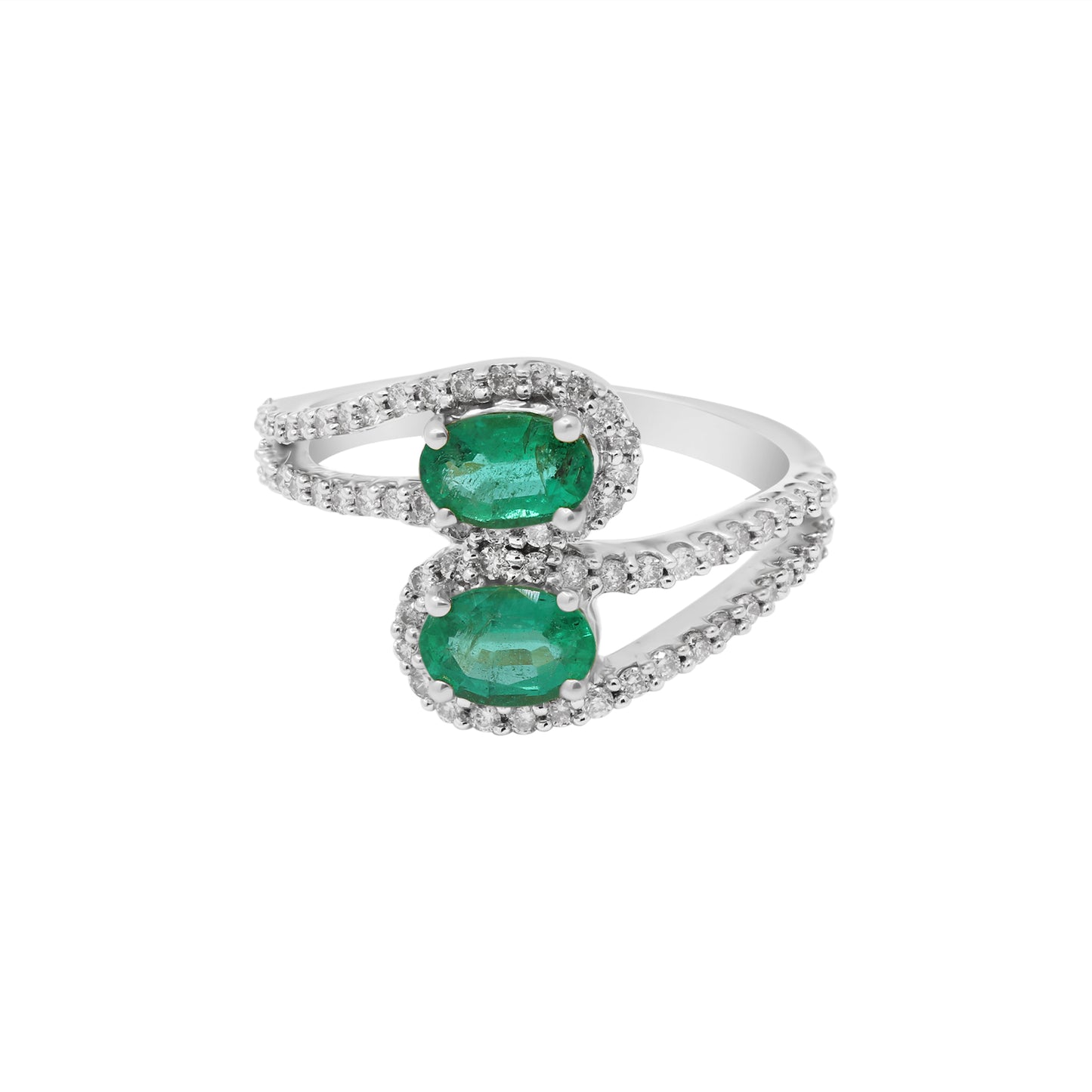 Natural Oval Emerald And Diamond 18k Yellow Gold Designer Ring