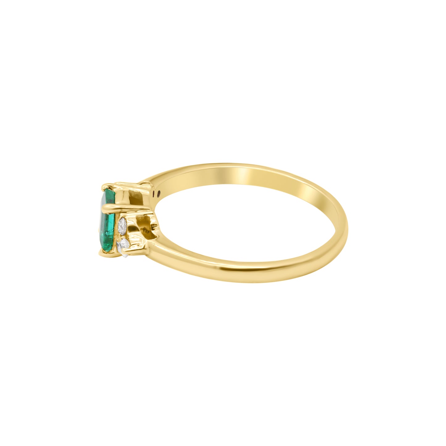 14k Yellow Gold Natural Emerald With Diamond Yellow Gold Ring