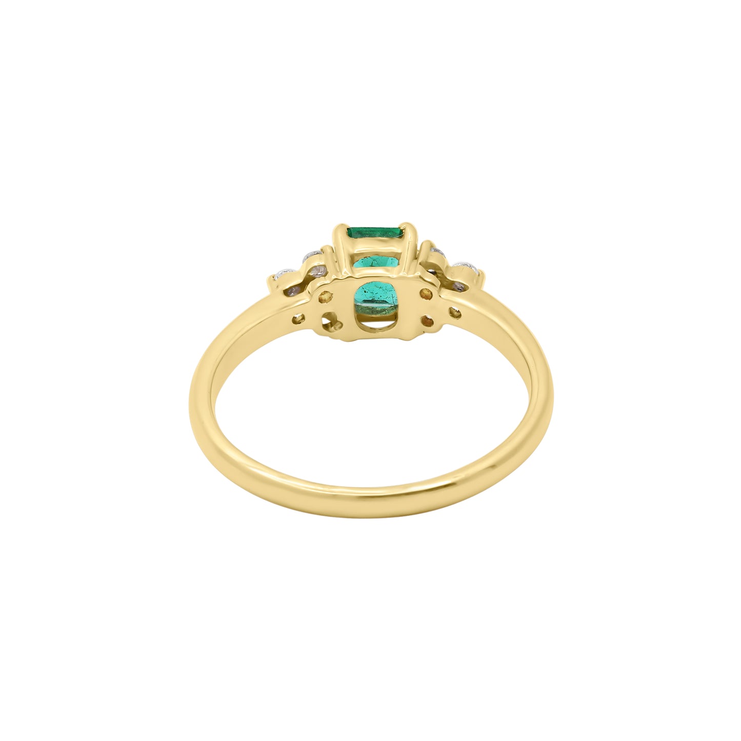 14k Yellow Gold Natural Emerald With Diamond Yellow Gold Ring