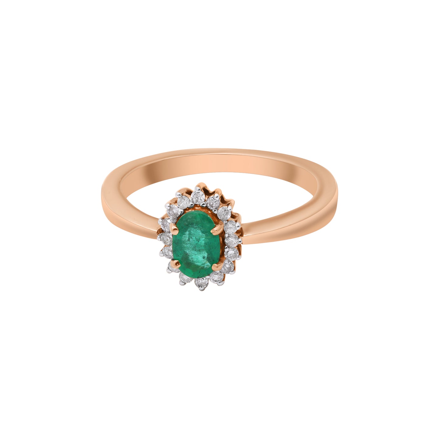 Natural Oval Emerald With Diamond In 14k Yellow Gold