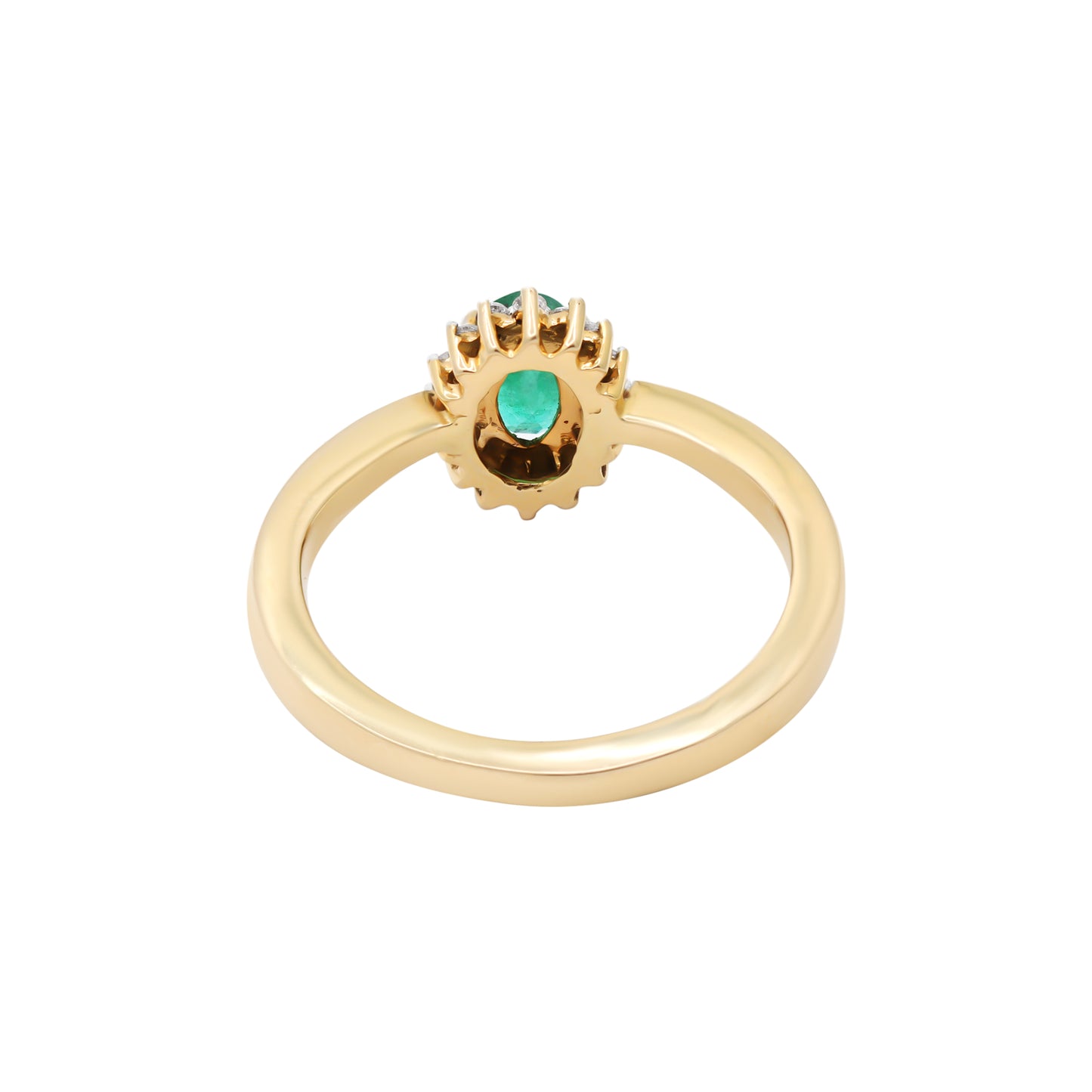 Natural Oval Emerald With Diamond In 14k Yellow Gold