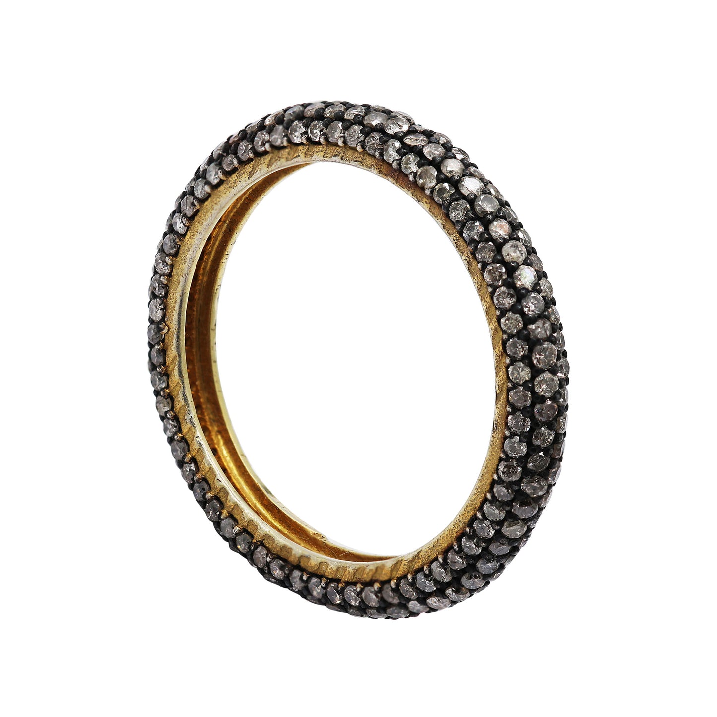 925 Sterling Silver Diamond Gold Plated Silver Band Ring