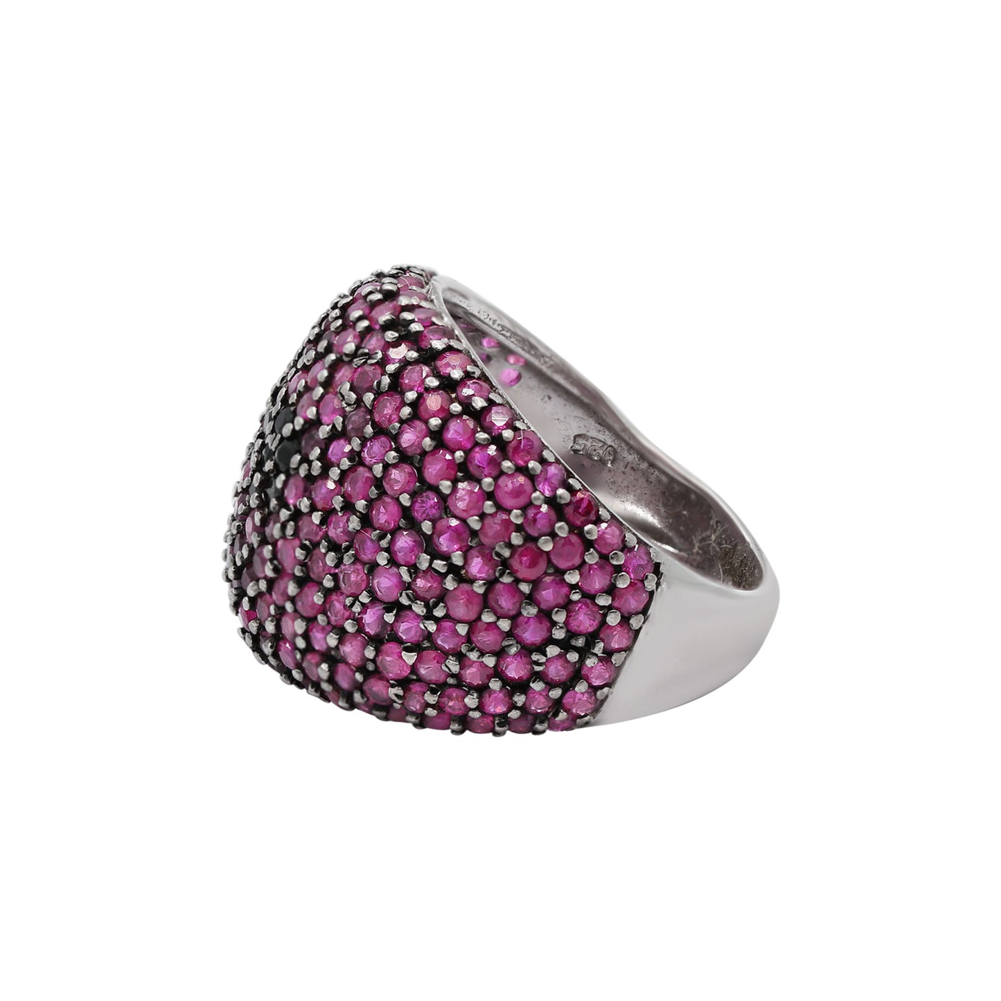 Natural Ruby & Black Spinel Gemstone 925 Sterling Silver Ring