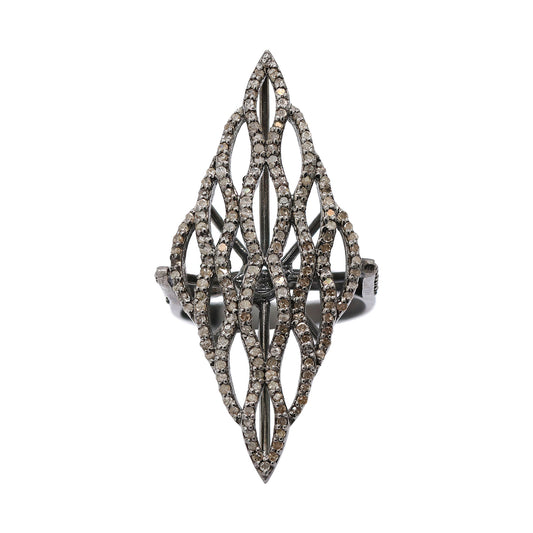 925 Sterling Silver Black Rhodium Diamond Ring For Women & Girls