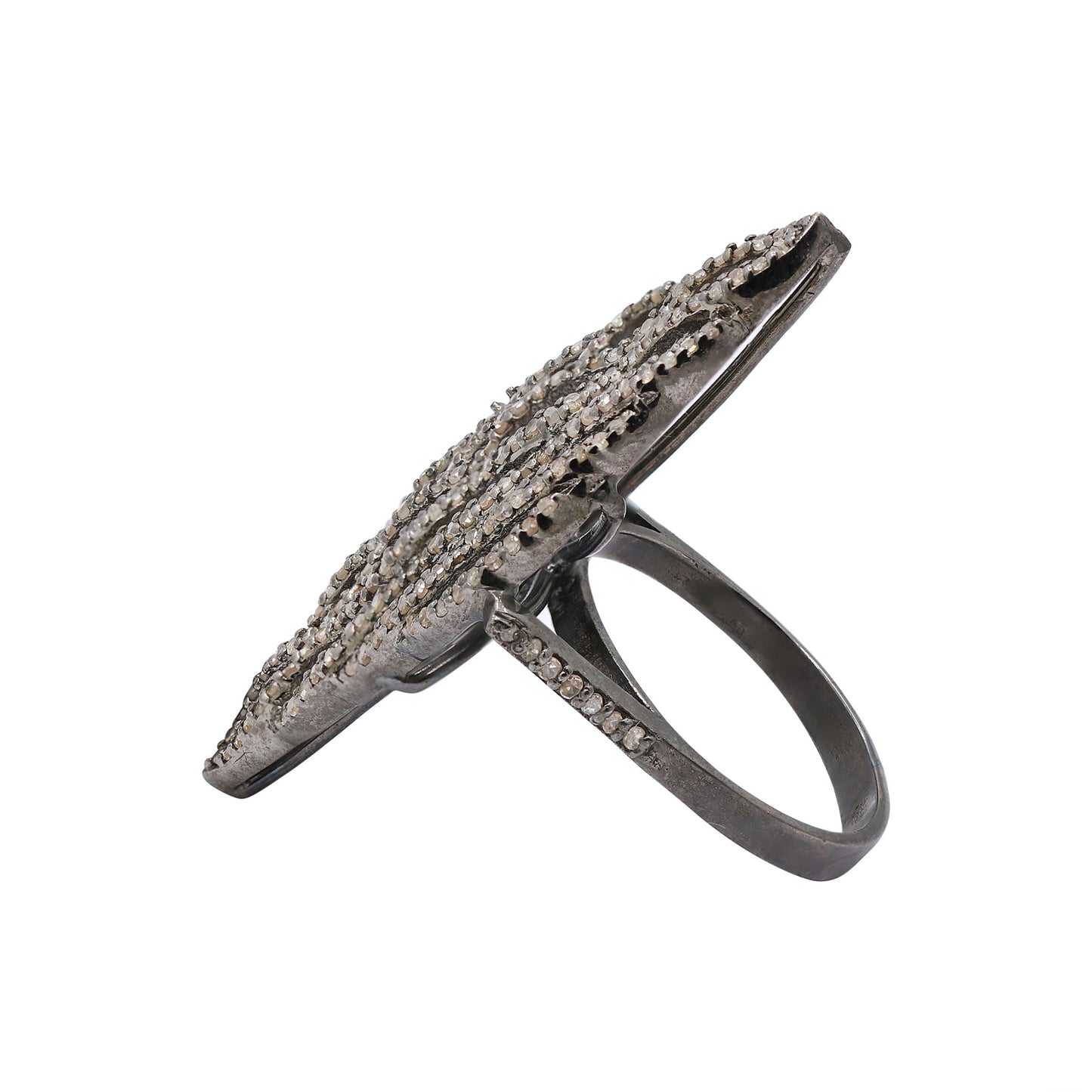 925 Sterling Silver Black Rhodium Diamond Ring For Women & Girls