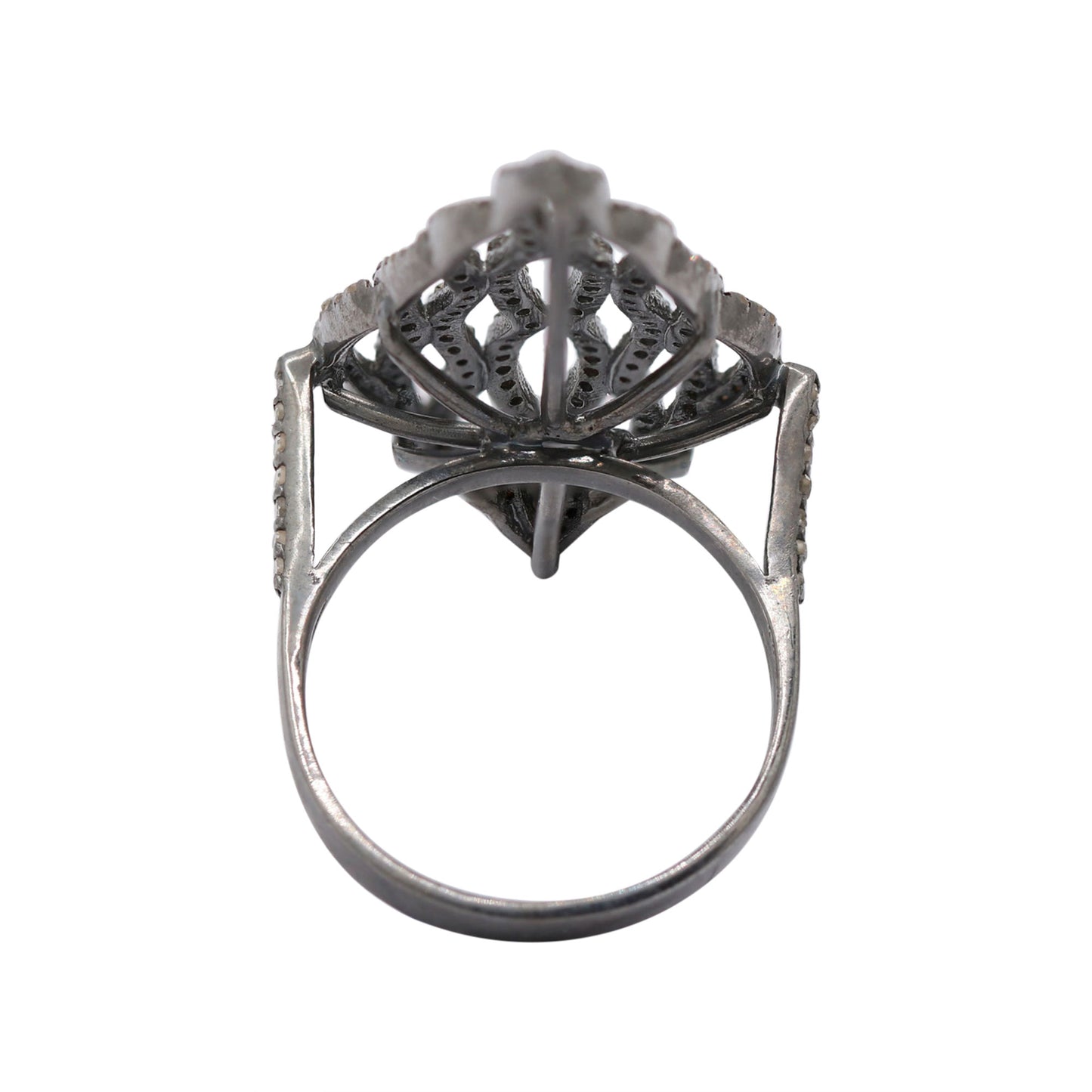 925 Sterling Silver Black Rhodium Diamond Ring For Women & Girls