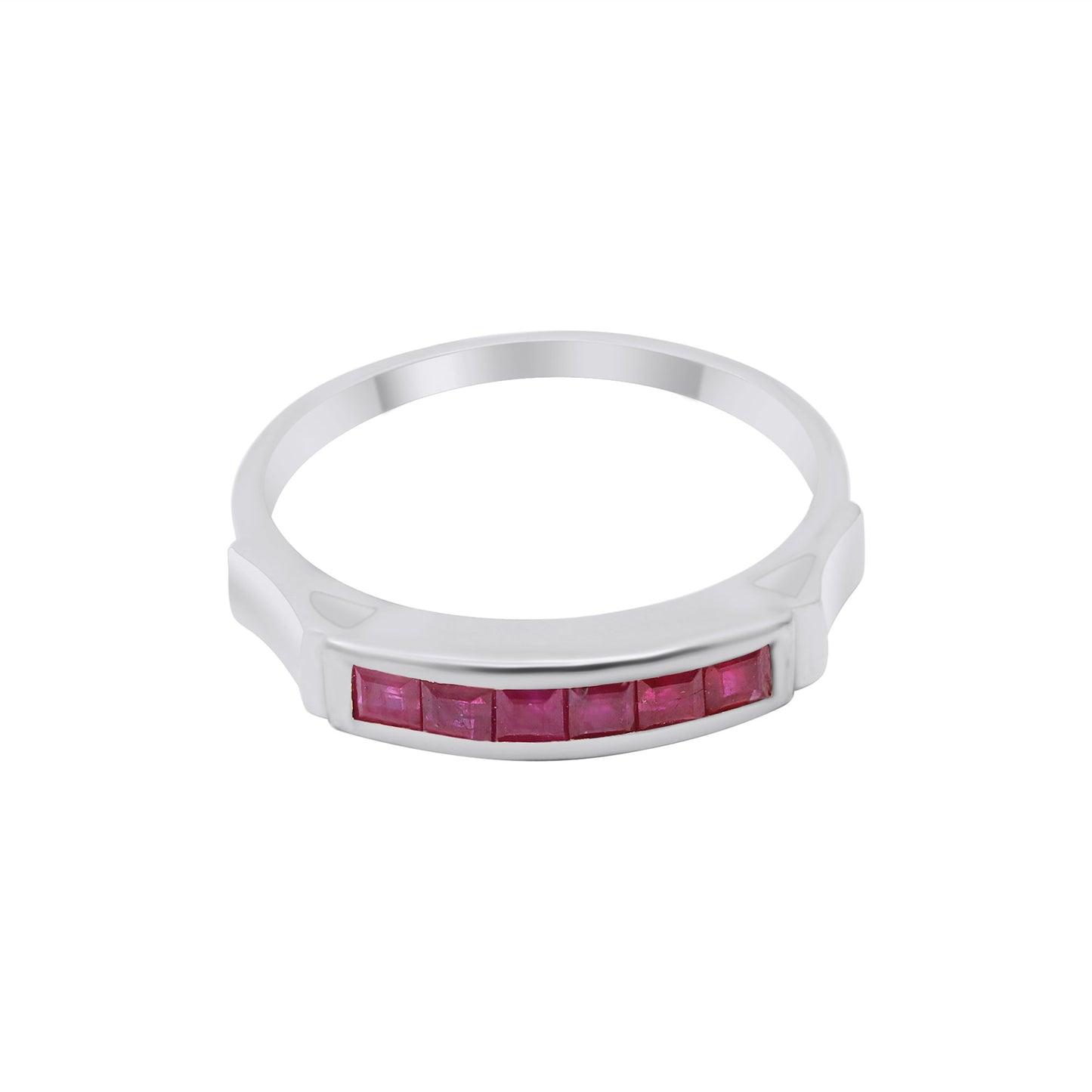 Natural Ruby Gemstone Yellow Gold Band Ring In 14k Gold