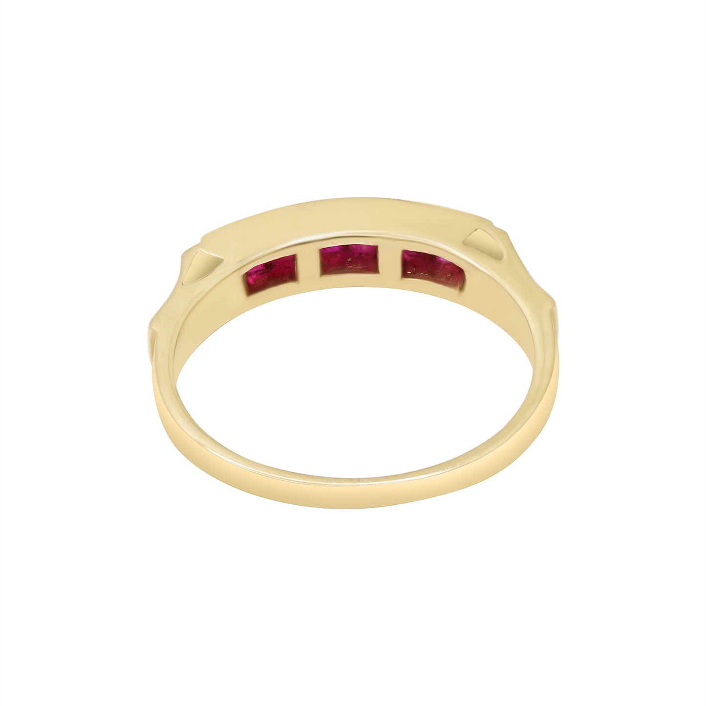 Natural Ruby Gemstone Yellow Gold Band Ring In 14k Gold