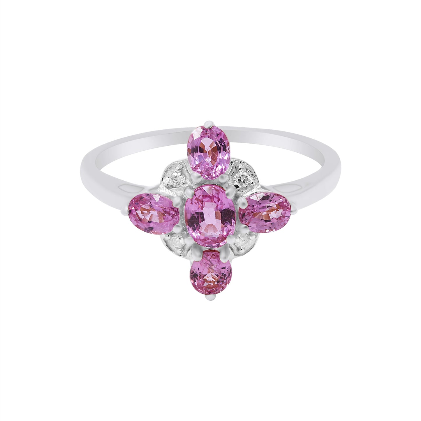 Natural Pink Sapphire With Diamond Ring In 14k Yellow Gold
